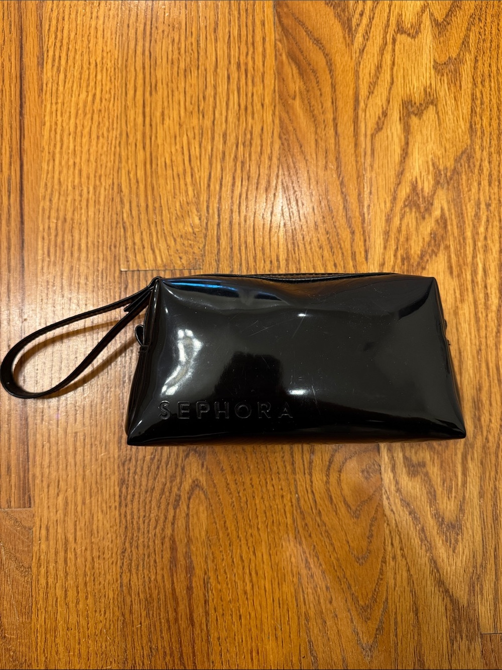 Sephora Black Glossy Wristlet Cosmetic Pouch - Picture 1 of 7